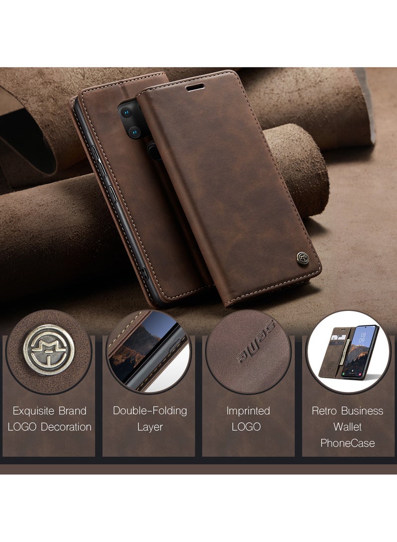 CaseMe Phone Case Luxury PU Leather Design 013 Flip Cover Card Slot Holder Cover For Mate 20 (Coffe) - Image 3