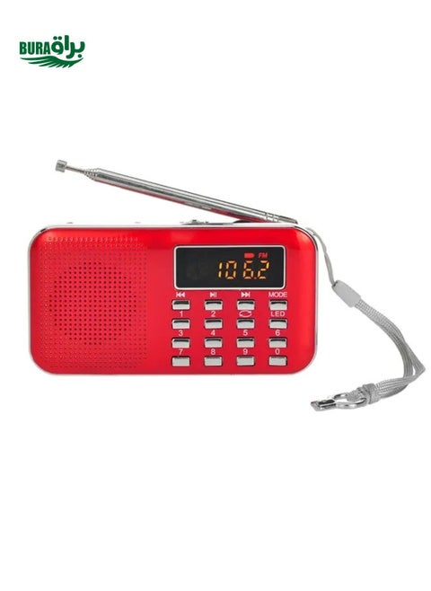 L-218AM  MP3 Radio Speaker Player Support TF Card USB with LED Flashlight Function(Red)
