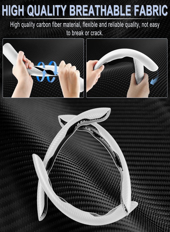 Amiss 3pcs Carbon Fiber Anti-Skid Steering Wheel Cover, Segmented & Butterfly Design, Universal 99% Car Wheel Cover Protector, White - Image 2