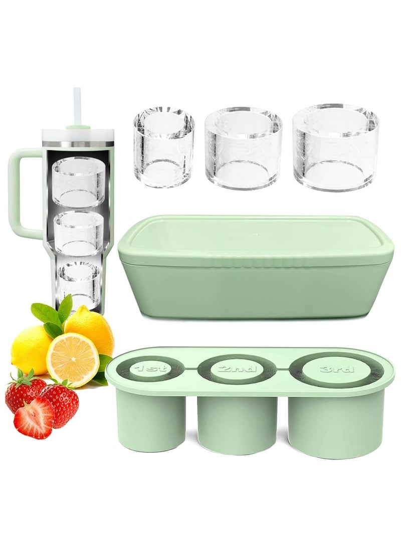 YQbest Ice Cube Tray for 40Oz Tumbler, Silicone Hollow Cylinder Ice Mold with Lid and Bin for Freezer, Ice Drink, Juice, Compatible with 40Oz Tumbler (Green)  - Image 1