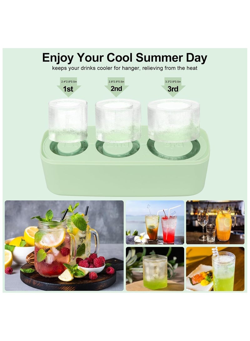 YQbest Ice Cube Tray for 40Oz Tumbler, Silicone Hollow Cylinder Ice Mold with Lid and Bin for Freezer, Ice Drink, Juice, Compatible with 40Oz Tumbler (Green)  - Image 2