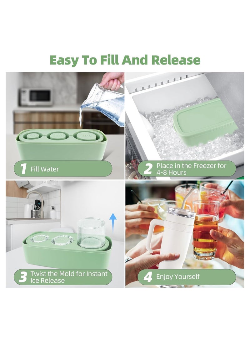 Ice Cube Tray for 40Oz Tumbler, Silicone Hollow Cylinder Ice Mold with Lid and Bin for Freezer, Ice Drink, Juice, Compatible with 40Oz Tumbler (Green)