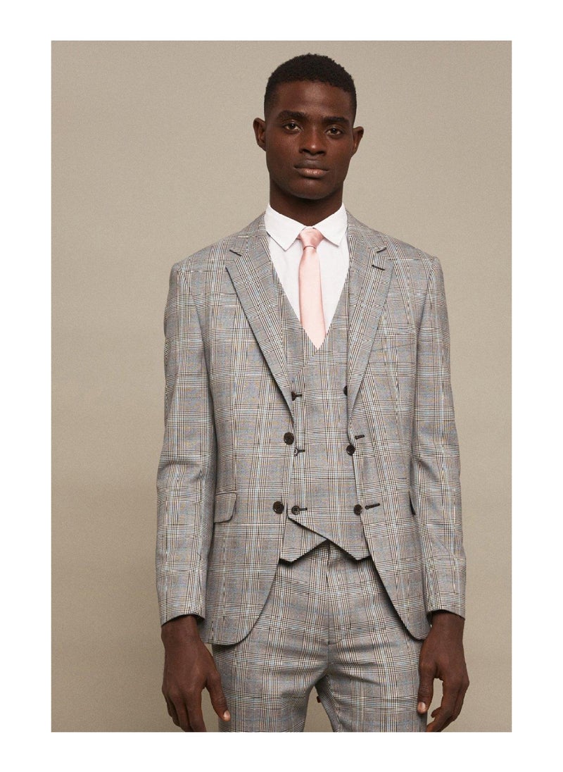 BURTON - Slim Fit Aqua Bold Checked Suit Jacket - Image 1