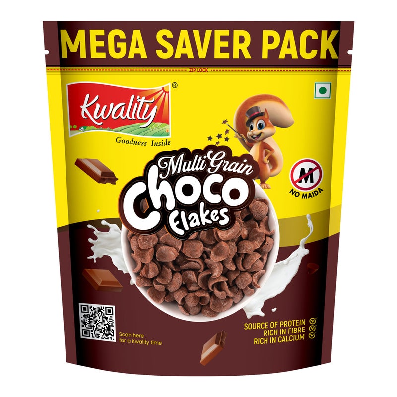 Kwality Choco Flakes 1.2 Kg | Crispy, Wholesome Cereal Made with Whole Wheat | Zero Maida and No Preservatives | Packed with Fiber, Protein - Image 1