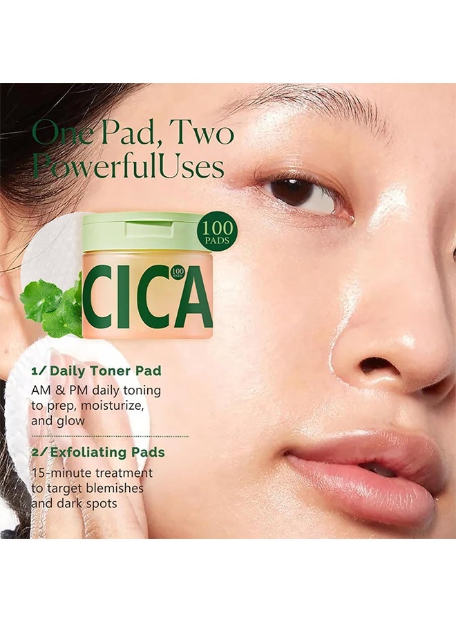 CICA 100 Pads Centella Exfoliating Pads, Toner Pads, Dark Spot Remover For Face Exfoliator Pad - Soothing & Hydrating Facial Treatment, Pore Minimizer To Brighten Skin, Reduce Acne & Fine Lines - Image 4