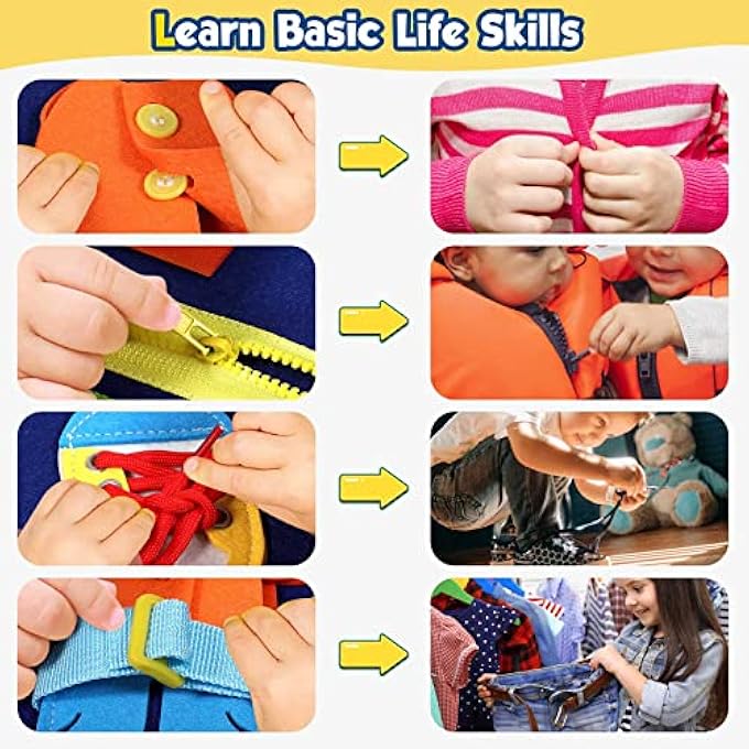 لوحة مشغولة للأطفال - ألعاب مونتيسوري للأولاد والبنات من 1-3 سنوات هدية عيد ميلاد، كتاب مشغول تعليمي حسي للأطفال الأولاد بعمر سنتين، لعبة أنشطة للأطفال من 2-4 سنوات للسفر بالطائرة والسيارة - Image 4