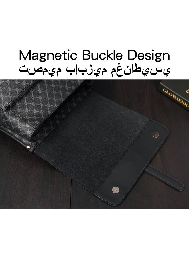 Men's Contrast Color Backpack, Boys' Large Capacity School Bag Back Bag Laptop Bag Office Bag Briefcase, PU Leather Notebook Bag College Bag Tourist Bag Office Bag for Teenager/College Students - Image 3
