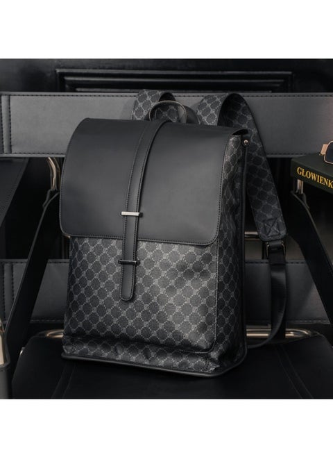 Men's Contrast Color Backpack, Boys' Large Capacity School Bag Back Bag Laptop Bag Office Bag Briefcase, PU Leather Notebook Bag College Bag Tourist Bag Office Bag for Teenager/College Students