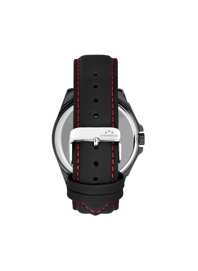 Chronostar Men's Multicolour Round Analog Dial with Black Leather Band Watch - 44mm - R3751327002 - Image 4