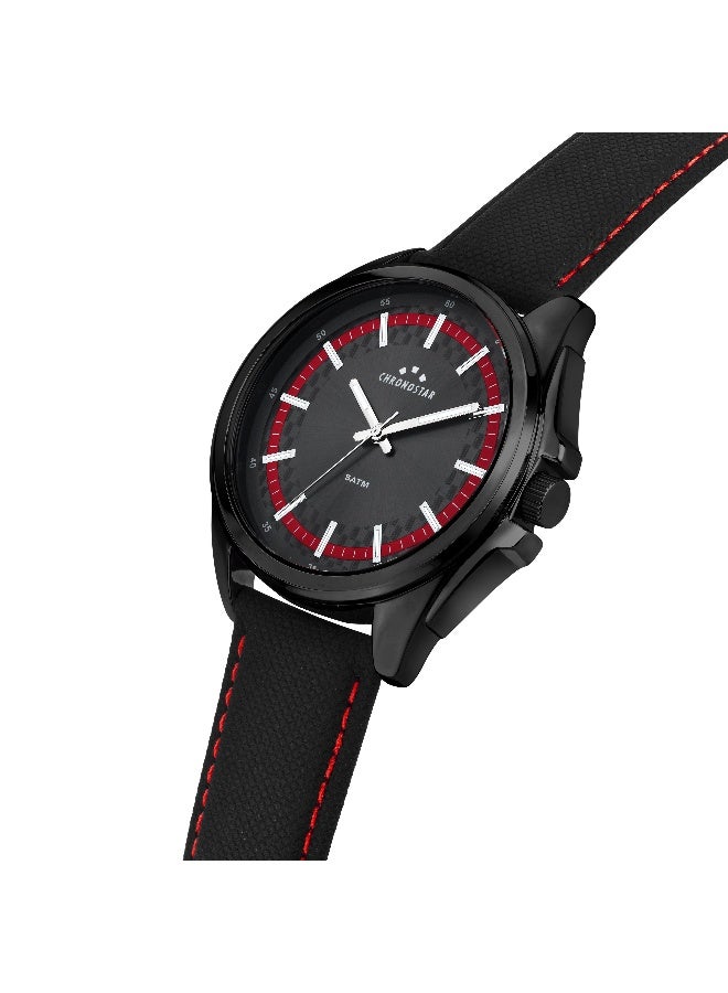 Chronostar Men's Multicolour Round Analog Dial with Black Leather Band Watch - 44mm - R3751327002 - Image 2