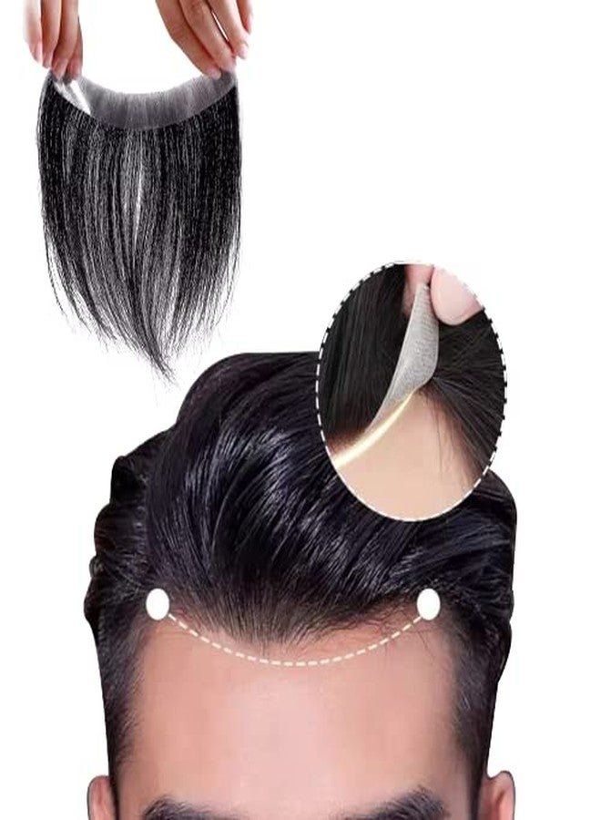 برافراجيا شعر مستعار أمامي من برافراجيا مصنوع من شعر بشري 100% - وصلات شعر طبيعية سوداء مستقيمة بشريط لاصق لتعويض فقدان خط الشعر - Image 2