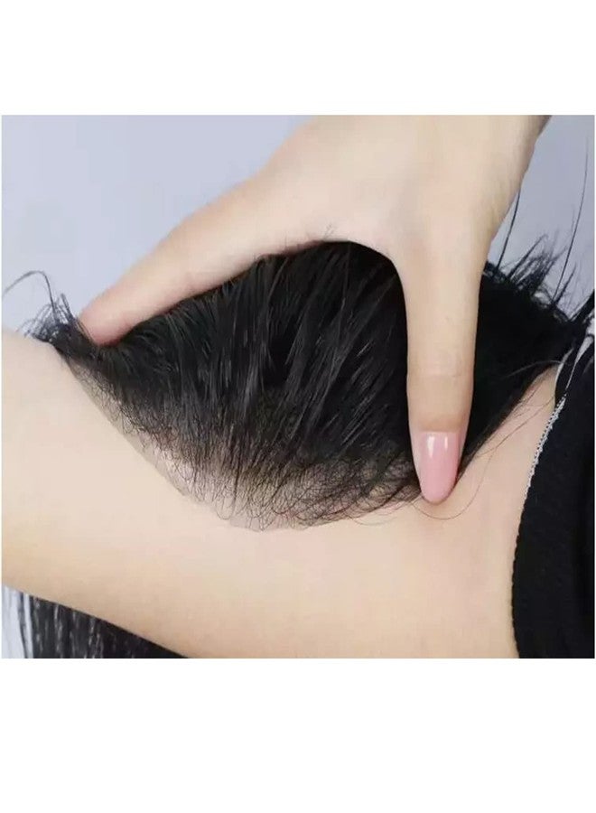برافراجيا شعر مستعار أمامي من برافراجيا مصنوع من شعر بشري 100% - وصلات شعر طبيعية سوداء مستقيمة بشريط لاصق لتعويض فقدان خط الشعر - Image 4