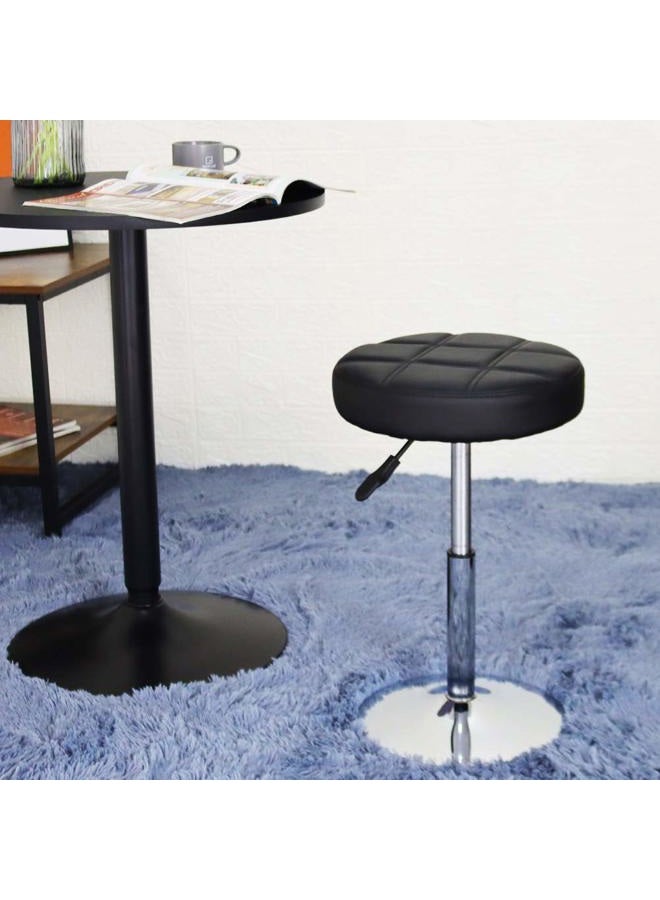 FURWOO Short Round PU Leather Shop Stool Counter Stool Height Adjustable Stool Padded Cushion Swivel Barstool Spa Barber Salon Stool Manicure Stool Small(Black) - Image 2