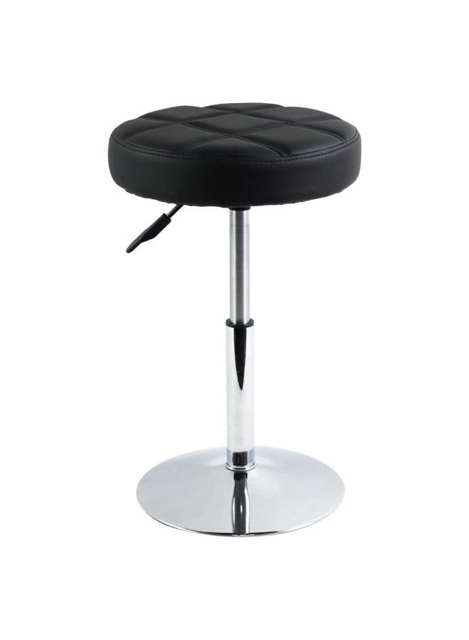 FURWOO Short Round PU Leather Shop Stool Counter Stool Height Adjustable Stool Padded Cushion Swivel Barstool Spa Barber Salon Stool Manicure Stool Small(Black) - Image 1
