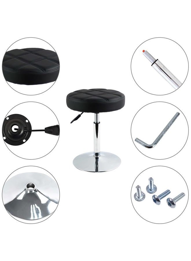 FURWOO Short Round PU Leather Shop Stool Counter Stool Height Adjustable Stool Padded Cushion Swivel Barstool Spa Barber Salon Stool Manicure Stool Small(Black) - Image 5