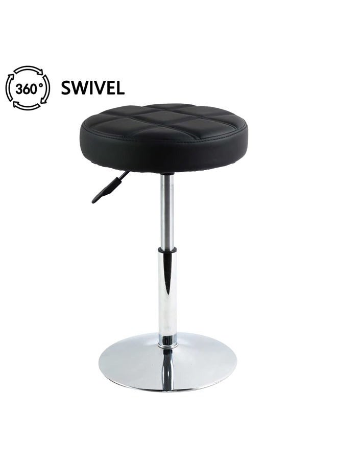 FURWOO Short Round PU Leather Shop Stool Counter Stool Height Adjustable Stool Padded Cushion Swivel Barstool Spa Barber Salon Stool Manicure Stool Small(Black) - Image 3