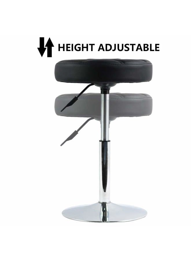 FURWOO Short Round PU Leather Shop Stool Counter Stool Height Adjustable Stool Padded Cushion Swivel Barstool Spa Barber Salon Stool Manicure Stool Small(Black) - Image 4