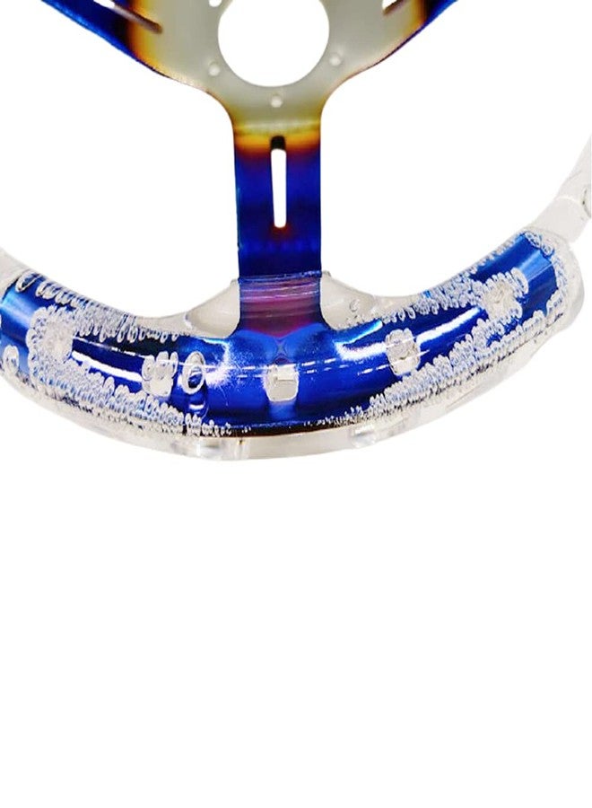 YEHICY 350mm 14inch Acrylic Racing Steering Wheel 6 Holes Neo Chrome Car Sports Steering Wheel 70mm Deep Fit Universal Car (White with Toasted blue) - Image 4