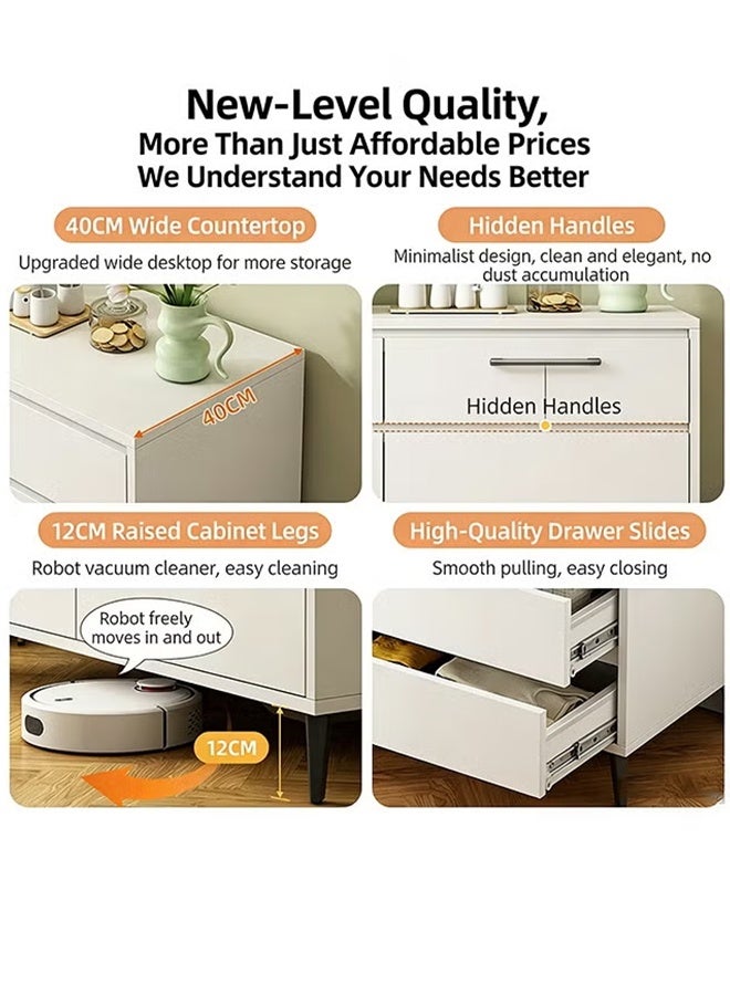 140cm White Sideboard Storage Cabinet, Modern TV Stand Buffet Cabinet with 3 Drawers & Large Cupboard, Multi-Purpose Console Table for Kitchen Living Room Bedroom 140 x 40 x 75 CM - Image 4