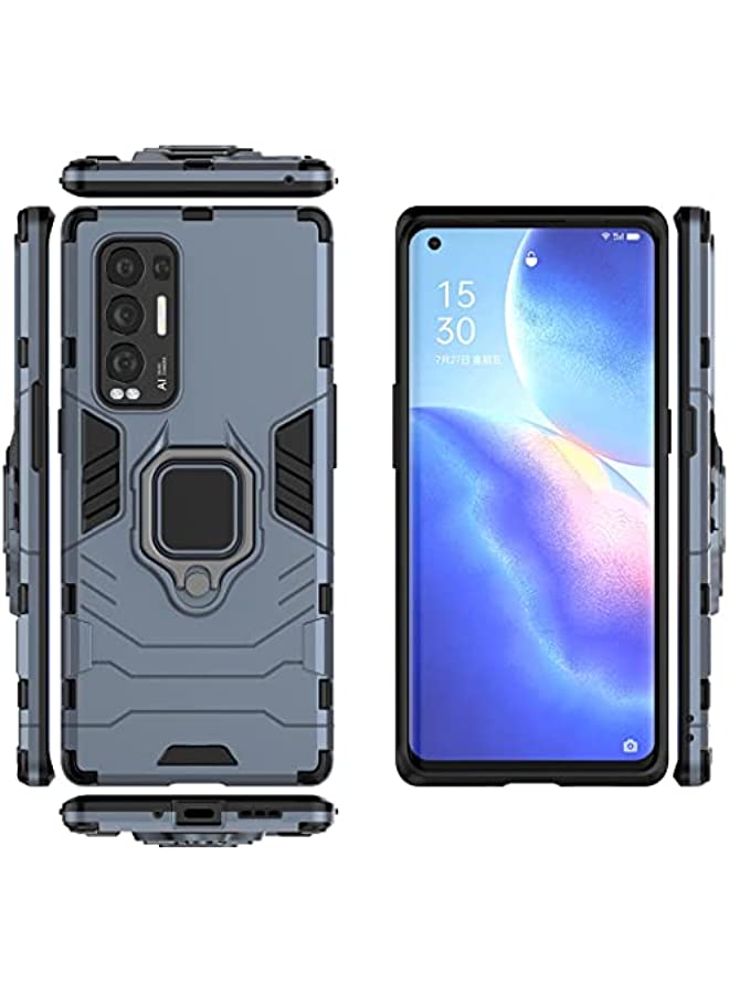 New Case 2ndSpring Case for OPPO Reno5 Pro+ 5G,Hybrid Heavy Duty Protection Shockproof Defender Kickstand Armor Case Cover,Navy - Image 2