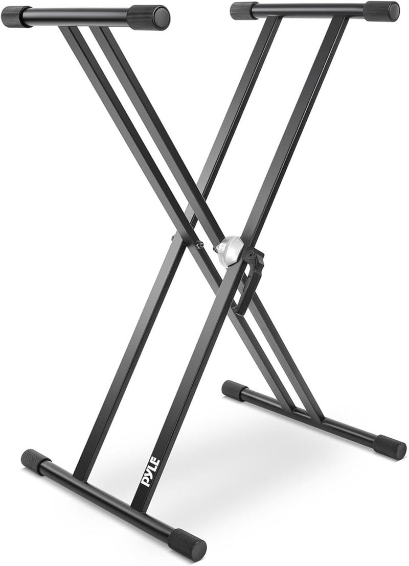 Pyle Universal Heavy-Duty X Style Piano Stand, Adjustable Height, Foldable Digital Piano Holder Rack, Anti-Slip Rubber Foot Caps - Great for Studio & Standing Performances - Image 1