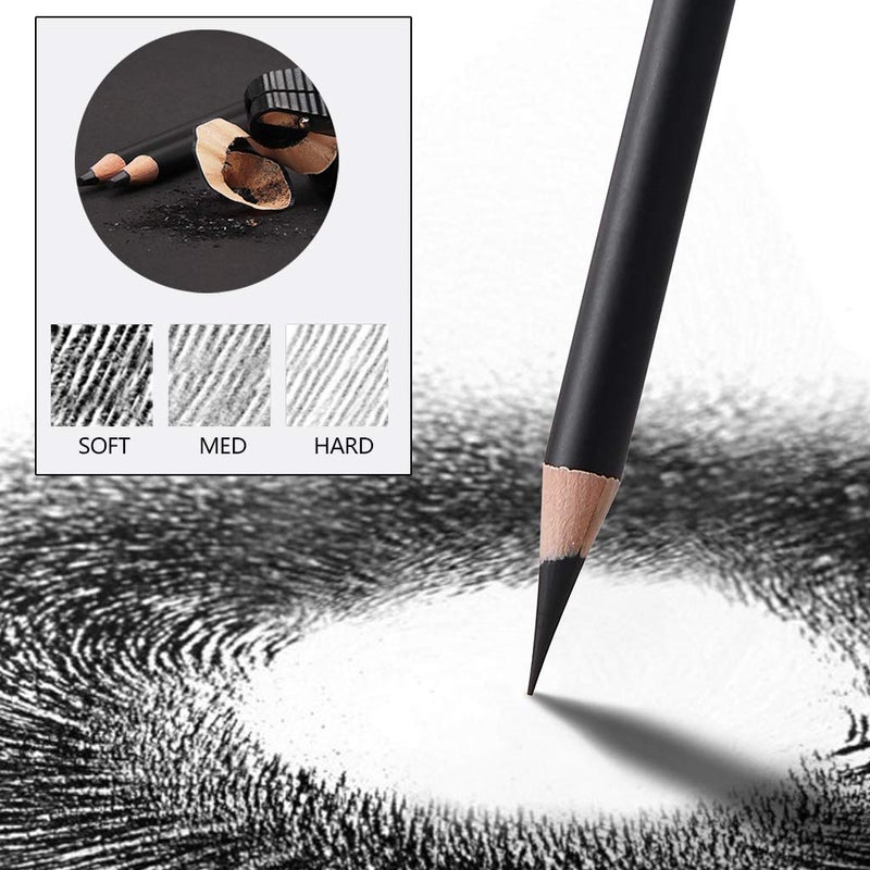MARKART Professional Charcoal Pencils Drawing Set - 10 Pieces Soft Medium and Hard Charcoal Pencils for Drawing, Sketching, Shading - Image 3