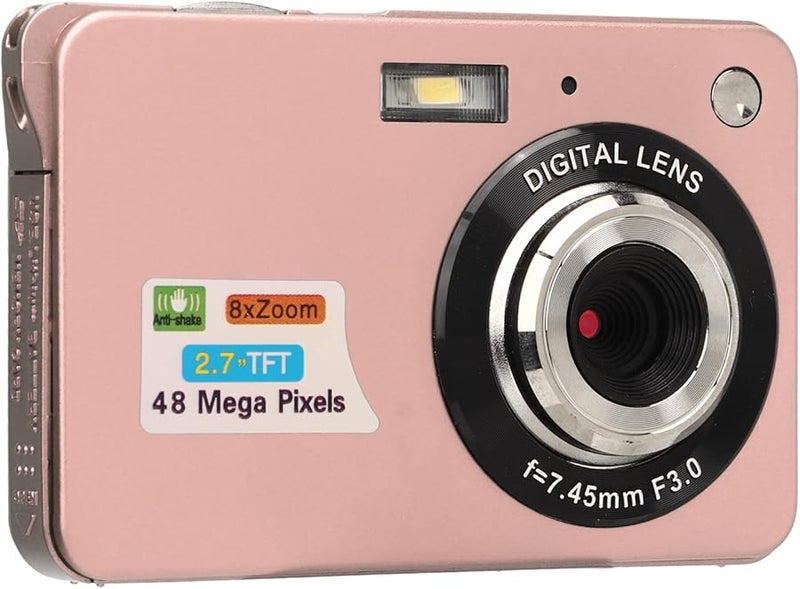 Pink Digital Camera 4K 48MP 8X Zoom Vlogging Camera with Fill Light for Students Teens Adults - Image 1