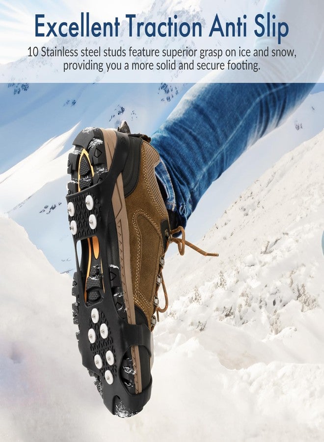 EZ2LIVE Ice Cleats for Shoes and Boots, Ice Snow Grips for Winter Walking Traction, Anti-Slip Ice Traction Cleats with 10 Steel Studs Crampons Gripper Spikes for Shoes Men Women - Image 2