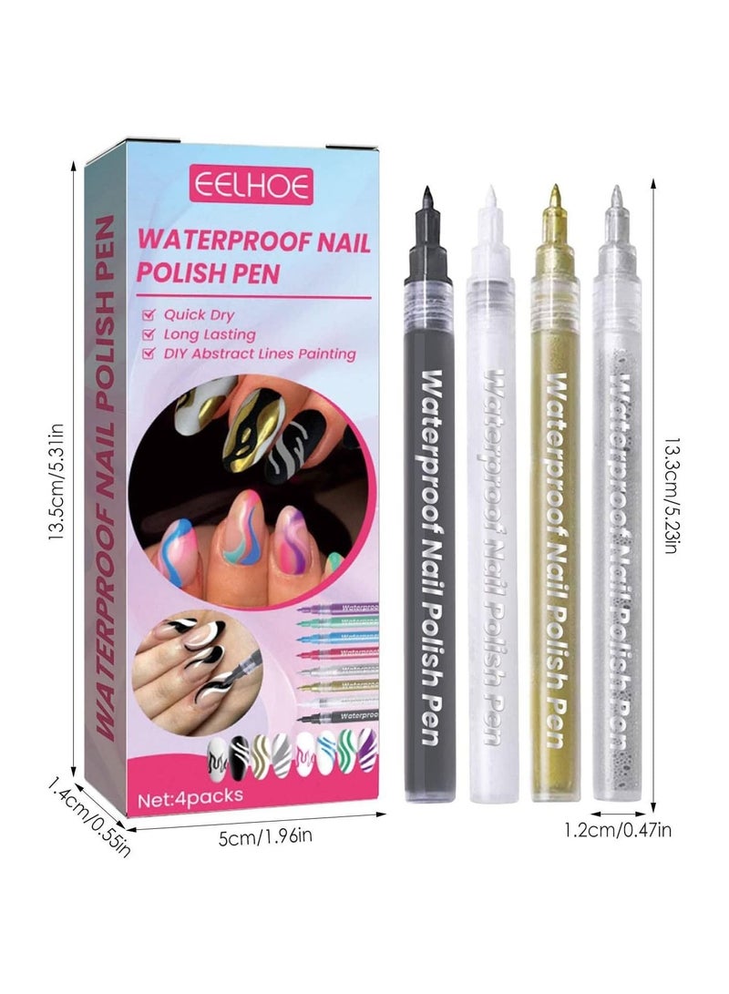 EELHOE Nail Polish Pens 4Pcs Vibrant Colors Smudge Pen For Nail Waterproof Nail Polish Pen For Nail Art DIY Drawing - Image 2