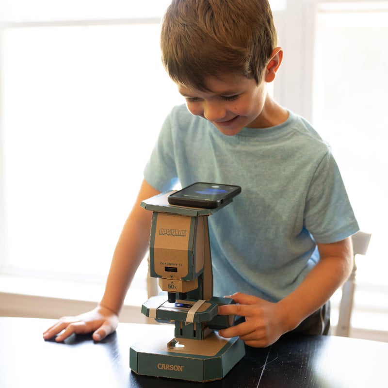 Carson Optigami Educational Kids Science Kit STEM DIY Cardboard Microscope for Kids OG100 Small - Image 3
