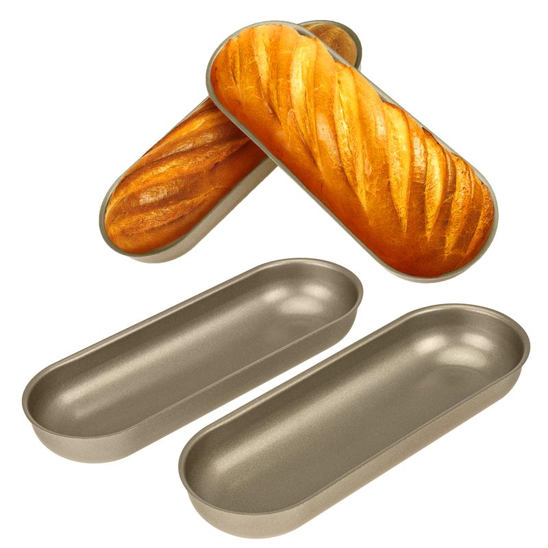 Star Quality Nonstick coating Toast Mold  Carbon Steel material sturdy Bread Pan  Sandwich and subs Makers for home restaurant and picnic 4 PCS Hotdog Bun
