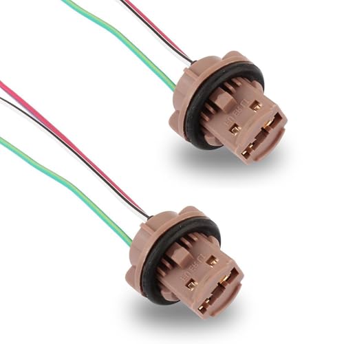 AWGUKA Pack2 Automotive 7443 Brake Light Bulb Holder Socket Pigtail Harness Connector Waterproof Insulation Plastic Female Adapter for 7443T20 Bulb Mounting Assembly Multicolored - Image 1