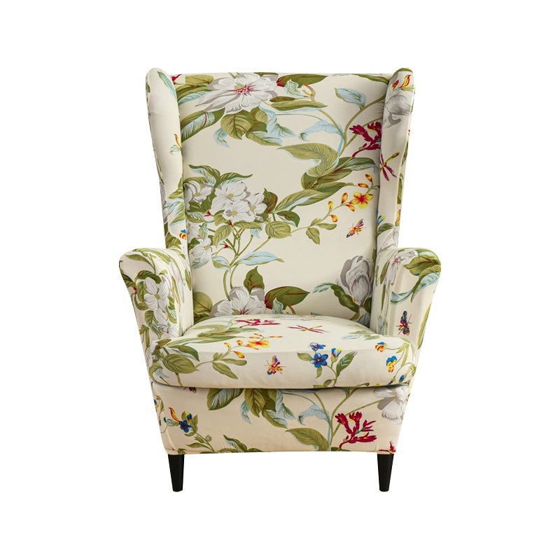 NILUOH Stretch Wingback Chair Cover 2Piece Printed Wing Chair Slipcover Sofa Slipcover Spandex Floral Armchair Slipcovers Furniture Protector with Elastic Bottom for Living Room 26