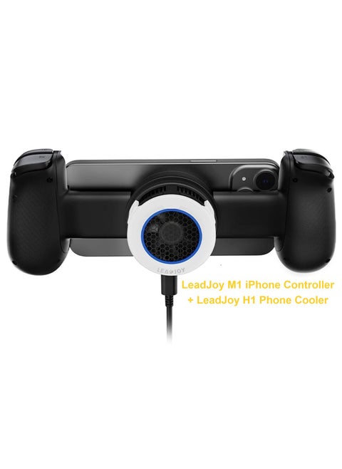 Professional Mobile Gaming Controller LeadJoy M1 iPhone Controller + LeadJoy H1 Phone Cooler with Cooling Conduction Plate, Hall Effect Joysticks, iPhone Controller with Turbo Function, Pass-through Charging