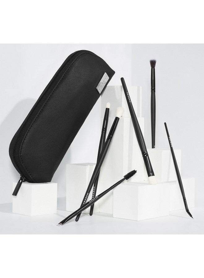 Morphe Eye Stunners Makeup Brushes - 6 Piece Eyeshadow Brush Set - Lining, Blending & Angled Eyeshadow Brushes - Made with Natural & Synthetic Bristles and Includes Makeup Brush Case (6 Count) - Image 4