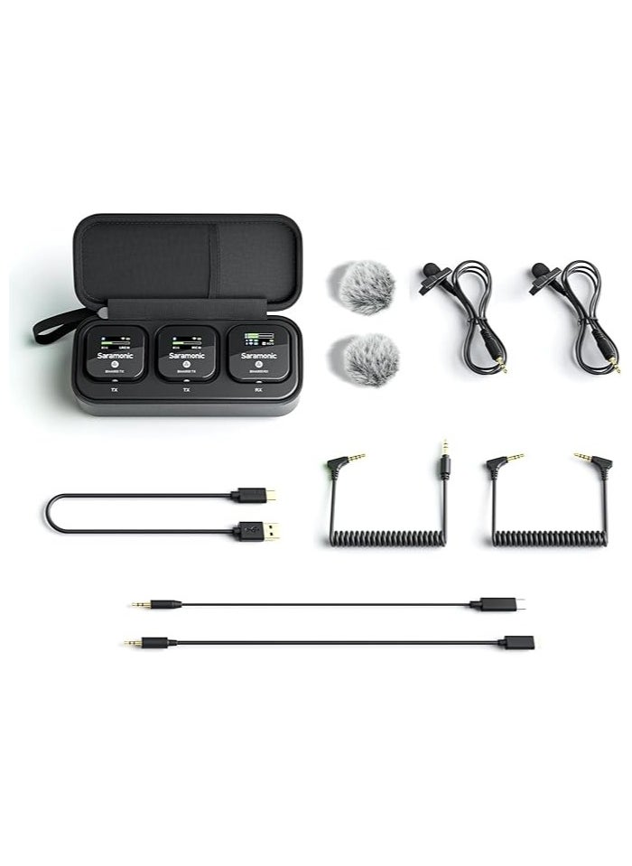 Saramonic Saramonic 2-Person Wireless Mic System with Premium Lavaliers for Cameras, Mobile Devices & More with Charging Case and TRS, TRRS, Lightning, USB-C Output Cables (Blink 900 B2)  - Image 1