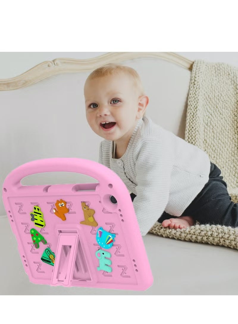 Kids Tablet Case Compatible with Samsung Galaxy Tab A9 Plus 11 Inch,Lightweight EVA Shockproof Protective Cover with Handle Stand,DIY Cute Design,No Shoulder Strap,Kids Friendly Case for Tab A(Pink) - Image 1