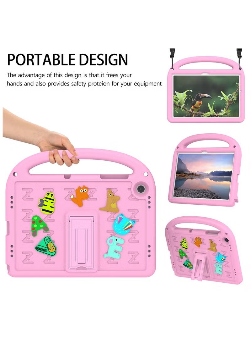 Kids Tablet Case Compatible with Samsung Galaxy Tab A9 Plus 11 Inch,Lightweight EVA Shockproof Protective Cover with Handle Stand,DIY Cute Design,No Shoulder Strap,Kids Friendly Case for Tab A(Pink) - Image 2