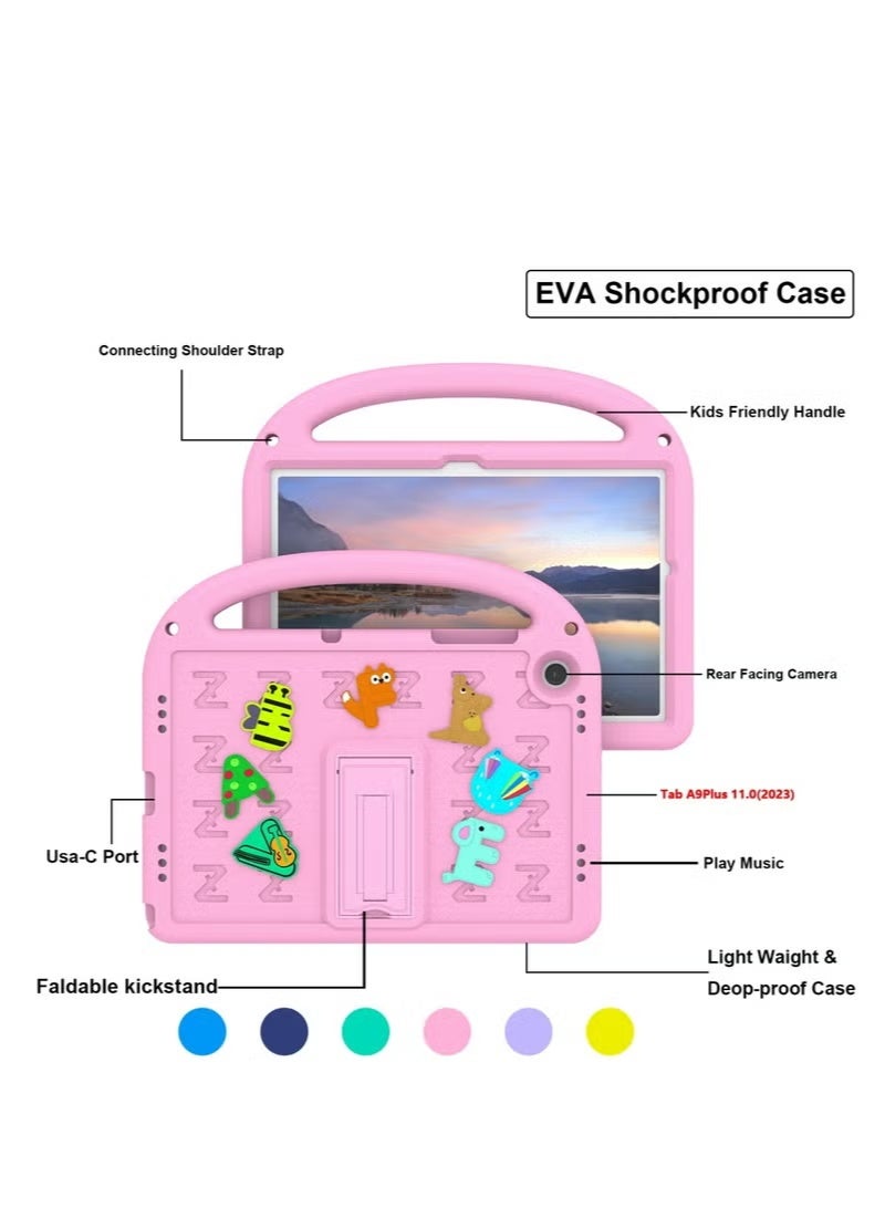 Kids Tablet Case Compatible with Samsung Galaxy Tab A9 Plus 11 Inch,Lightweight EVA Shockproof Protective Cover with Handle Stand,DIY Cute Design,No Shoulder Strap,Kids Friendly Case for Tab A(Pink) - Image 5