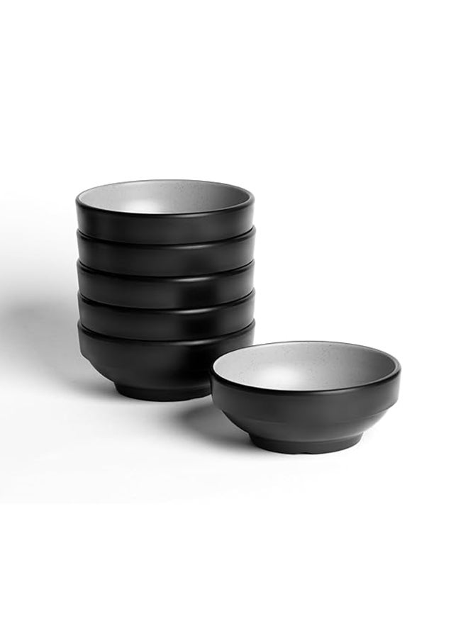 Master Gold Melamine 6 Pieces Round Chickpeas & Dipping Plates | Ideal for Serving Sauces, Appetizers & Pickles | Shatterproof, Dishwasher & Microwave Safe | Home, Restaurant, Hotels (Grey | Black, 12.5cm) - Image 1