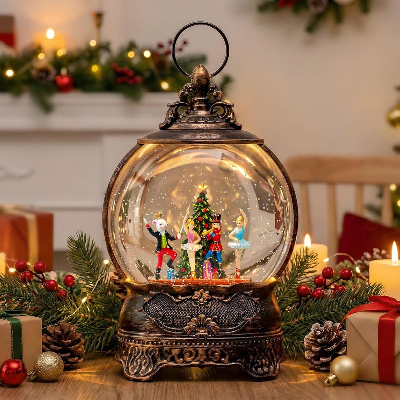 MXwcy Christmas Snow Globe Lantern, Clara &Nutcracker and Mouse King Christmas Tree Musical Snow Water Lantern Swirling Glittering Holiday Decorations Gifts for Family, Children or Friends - Image 1