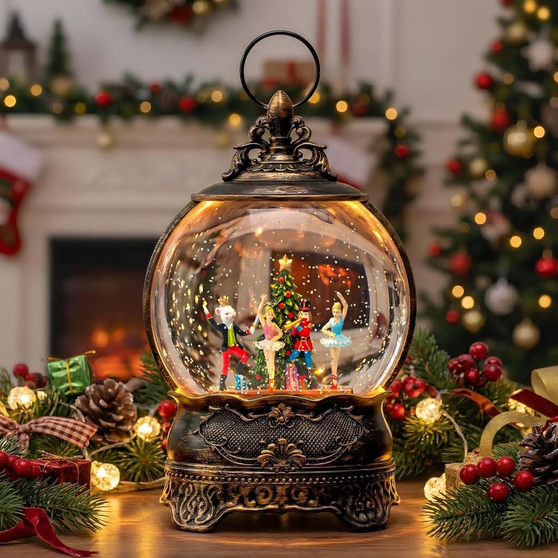 MXwcy Christmas Snow Globe Lantern, Clara &Nutcracker and Mouse King Christmas Tree Musical Snow Water Lantern Swirling Glittering Holiday Decorations Gifts for Family, Children or Friends - Image 5