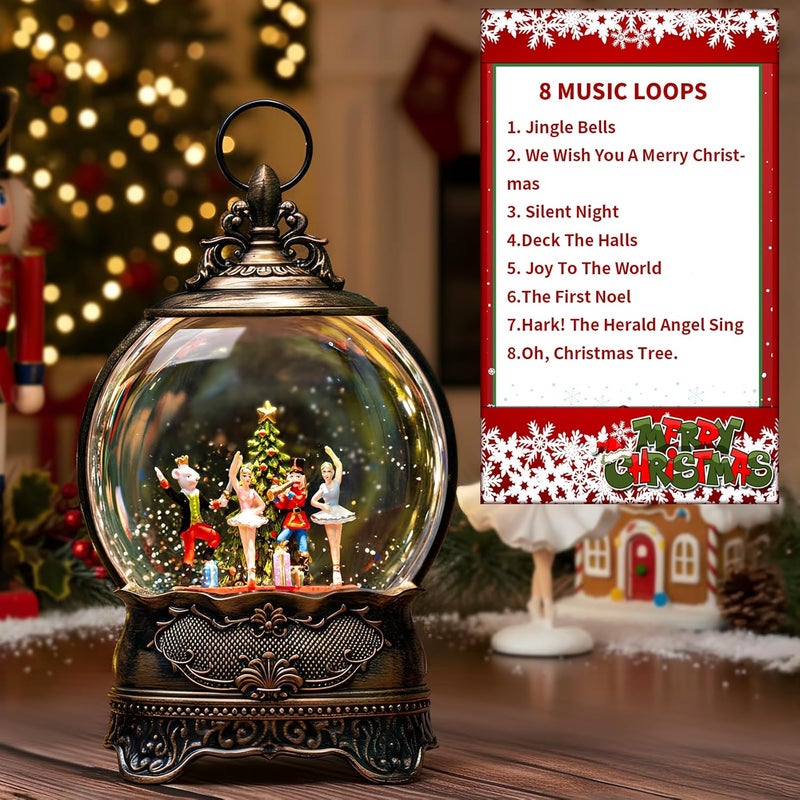 MXwcy Christmas Snow Globe Lantern, Clara &Nutcracker and Mouse King Christmas Tree Musical Snow Water Lantern Swirling Glittering Holiday Decorations Gifts for Family, Children or Friends - Image 3