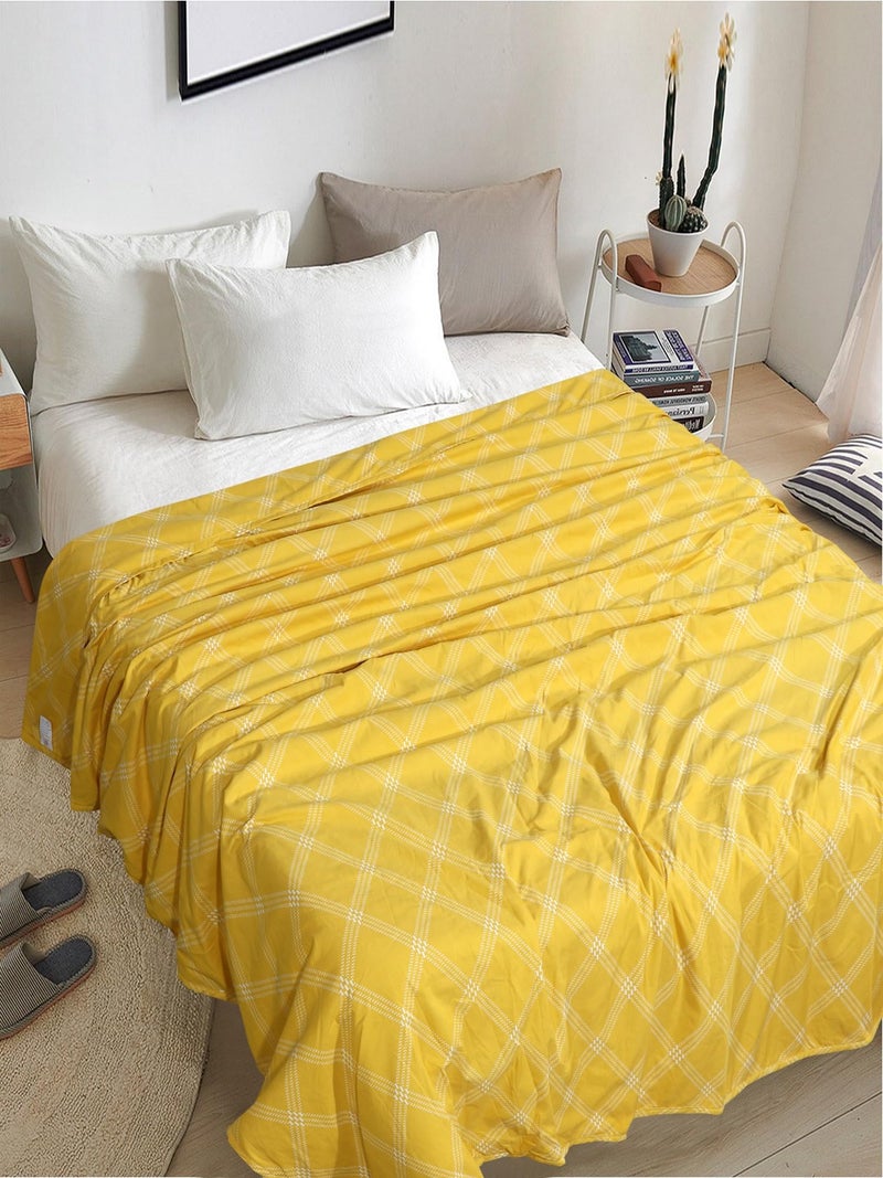 RD TREND® Glace Cotton Reversible Dohar for Single Bed (60x90 Inch) | Soft AC Blanket for Summer & Winter | Lightweight Comforter for All Seasons |Yellow Check - Image 2