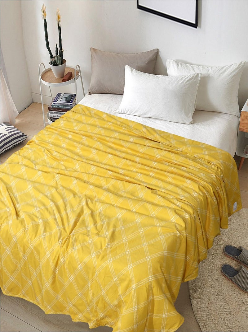 RD TREND® Glace Cotton Reversible Dohar for Single Bed (60x90 Inch) | Soft AC Blanket for Summer & Winter | Lightweight Comforter for All Seasons |Yellow Check - Image 4