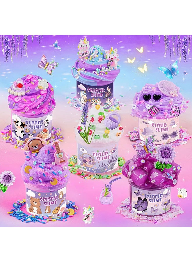 Beauenty 6 Pack Slimes, Purple Slime for Kids, Butter Cloud Slime kit for Girls Ages 3-12, Toys for Girls and Boys, Birthday Ramadan Party Favors for Kids Goodie Bag Stuffers - Image 5