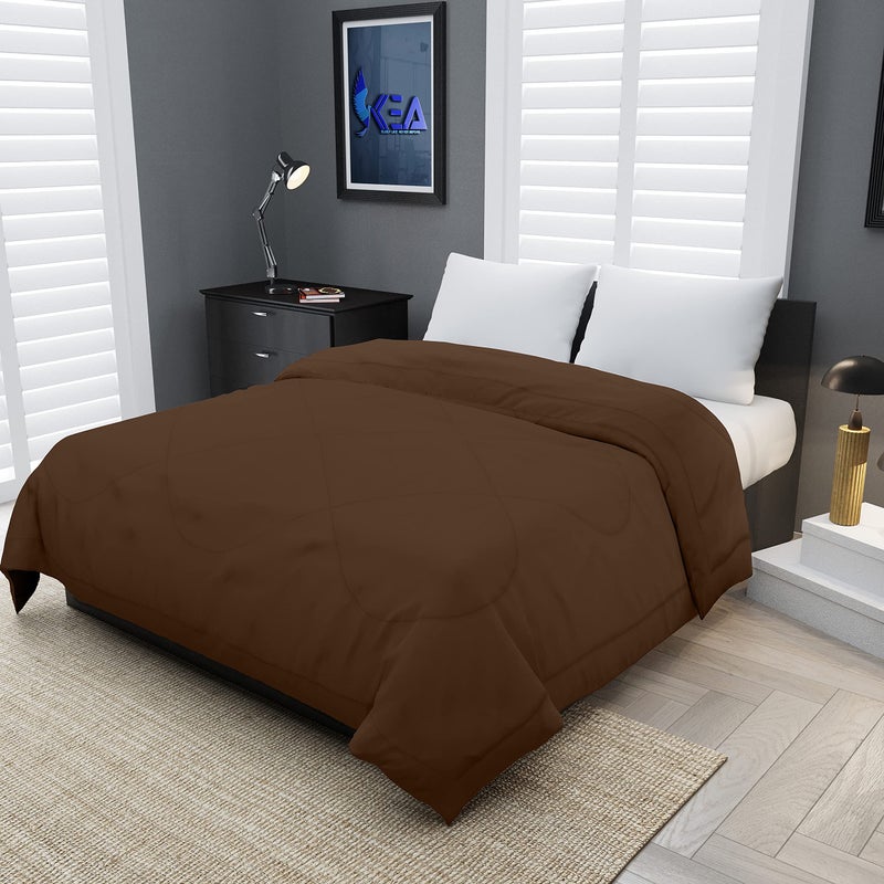 KEA Microfibre Reversible Double Bed King Size Comforter/Duvet for All Weather (Brown, 250GSM)|Comforter Double - Image 1