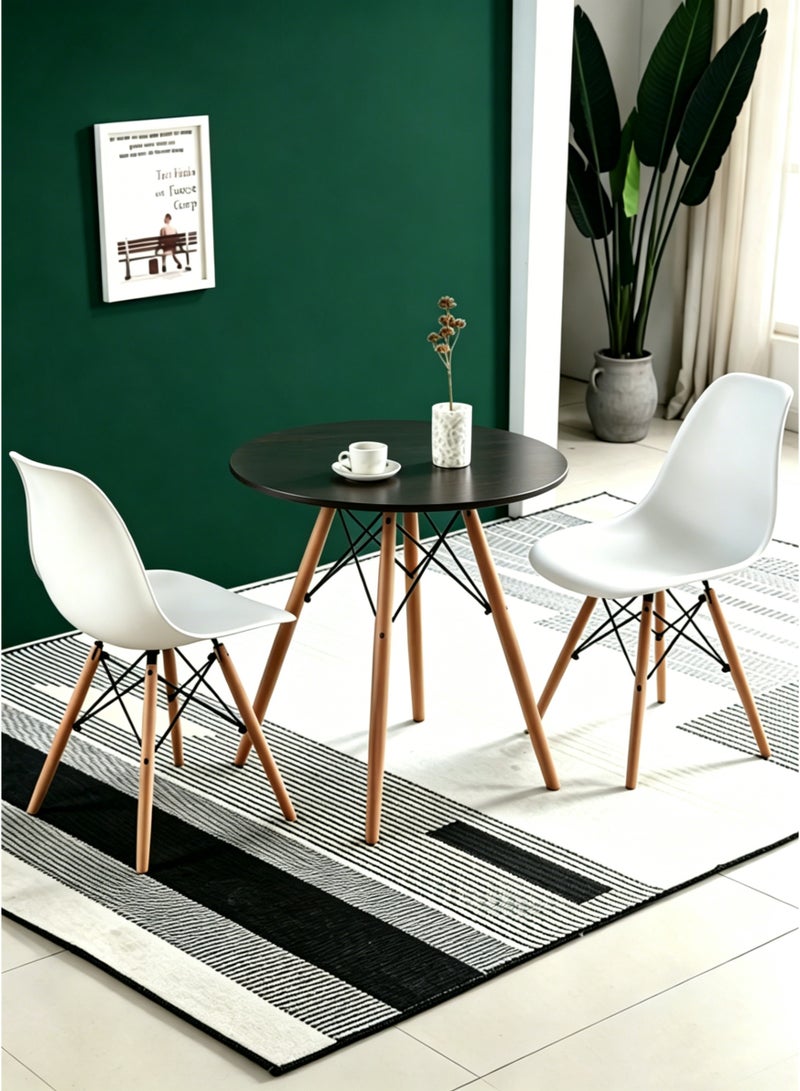 2pcs Modern Dining Chair, Cafe Chair, White Shell Chair, Minimalist Nordic-Style Chair, Wooden Leg Plastic Chair for Living Room, Kitchen, Dining, Outdoor, Home & Office - Image 1