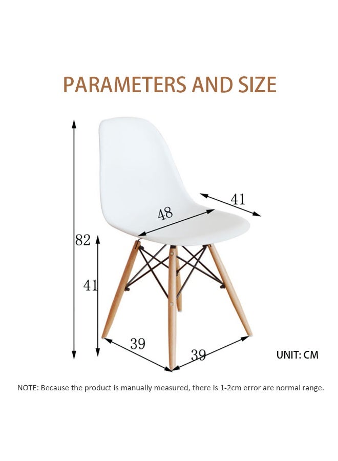 2pcs Modern Dining Chair, Cafe Chair, White Shell Chair, Minimalist Nordic-Style Chair, Wooden Leg Plastic Chair for Living Room, Kitchen, Dining, Outdoor, Home & Office - Image 2