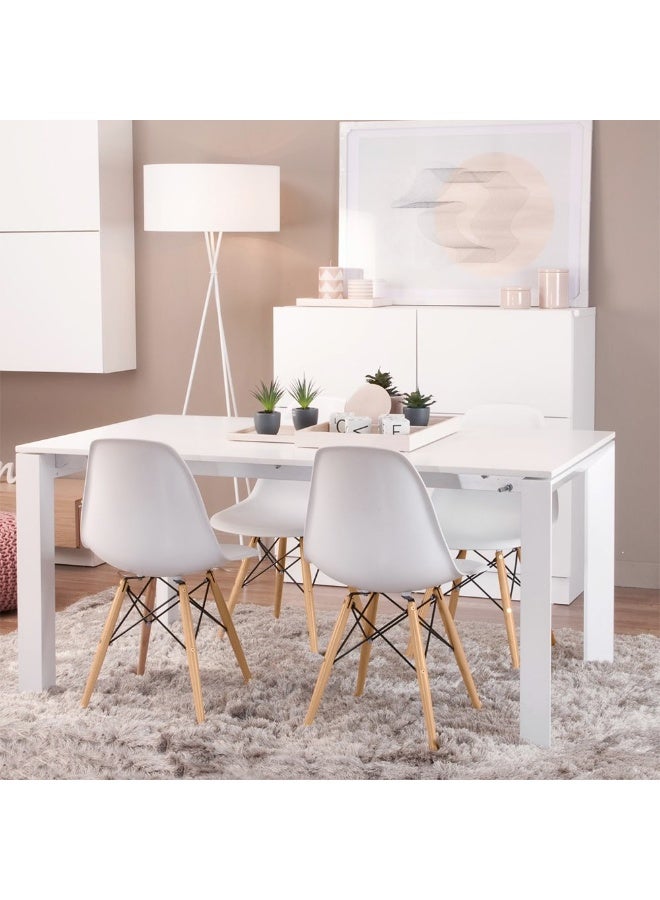 2pcs Modern Dining Chair, Cafe Chair, White Shell Chair, Minimalist Nordic-Style Chair, Wooden Leg Plastic Chair for Living Room, Kitchen, Dining, Outdoor, Home & Office - Image 3